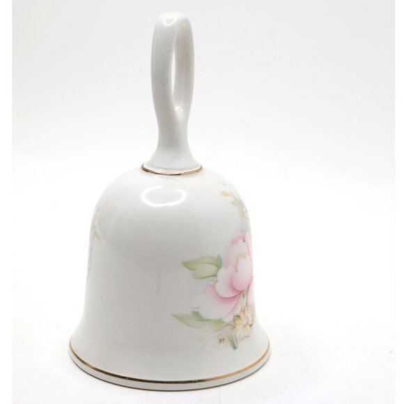 Vintage Sadler England Floral Bone China Bell - Pink Peony Design White Pink - Picture 8 of 8